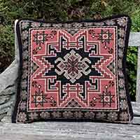 Kilim needlepoint kit in taupe and rust colors